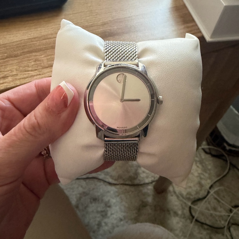 Movado Silver Minimalist Mesh Bracelet Watch